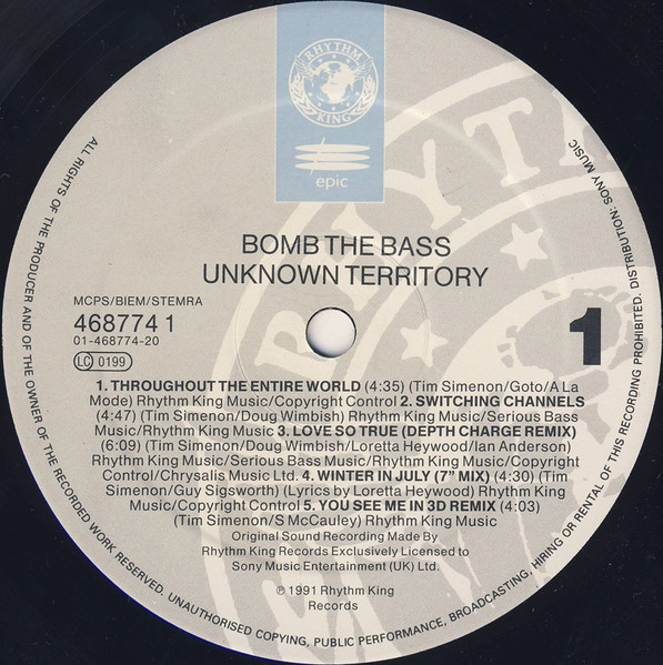 Bomb The Bass - Unknown Territory | Rhythm King (468774 1) - 3