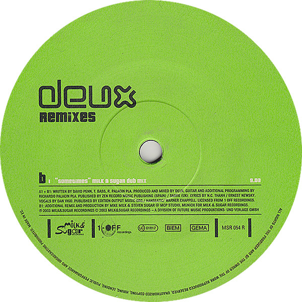 Deux - Deux (Remixes) | Milk & Sugar Recordings (MSR 054 R) - 2 Deux - Deux (Remixes) | Milk & Sugar Recordings (MSR 054 R) - 2