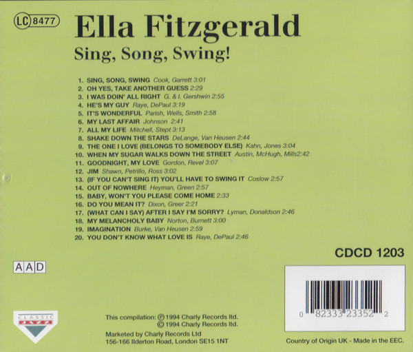 Ella Fitzgerald - Sing, Song, Swing! | Classic Jazz (CDCD 1203) - 2