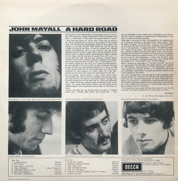 John Mayall & The Bluesbreakers - A Hard Road | Decca (SKL 4853) - 2 John Mayall & The Bluesbreakers - A Hard Road | Decca (SKL 4853) - 2