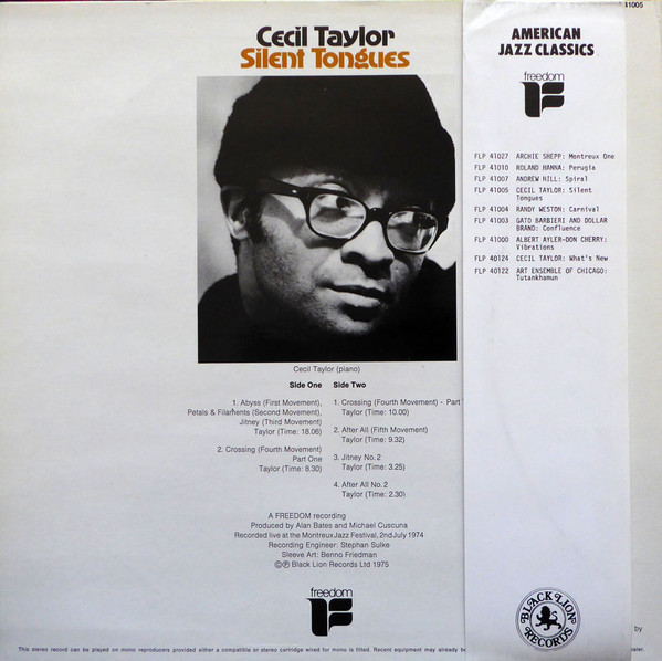 Cecil Taylor - Silent Tongues | Freedom (FLP 41005) - 2 Cecil Taylor - Silent Tongues | Freedom (FLP 41005) - 2