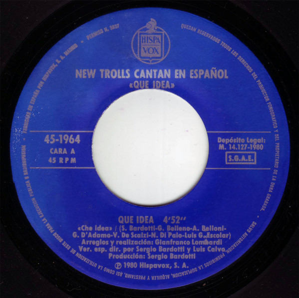 New Trolls - Cantan En Español Que Idea | Hispavox (45-1964) - 2