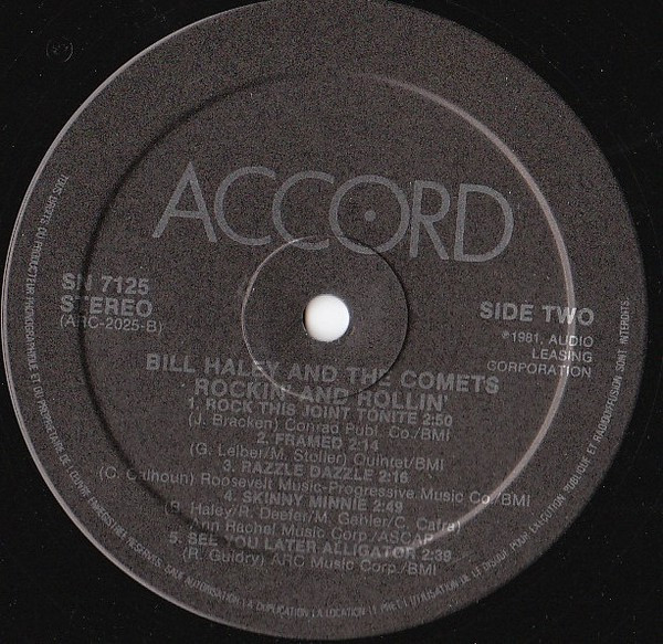 Bill Haley And His Comets - Rockin & Rollin [Vinyl] | Accord (SN 7125) - 4