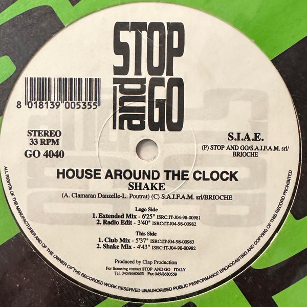 House Around The Clock - Shake | Stop And Go (GO   4040) - main