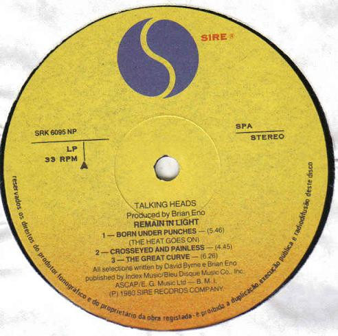 Talking Heads - Remain In Light | Sire (SRK 6095 NP) - main