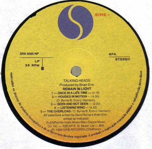 Talking Heads - Remain In Light | Sire (SRK 6095 NP) - 2