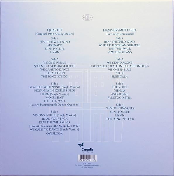 Ultravox - Quartet | Chrysalis Catalogue (CDLL 1394) - 2 Ultravox - Quartet | Chrysalis Catalogue (CDLL 1394) - 2