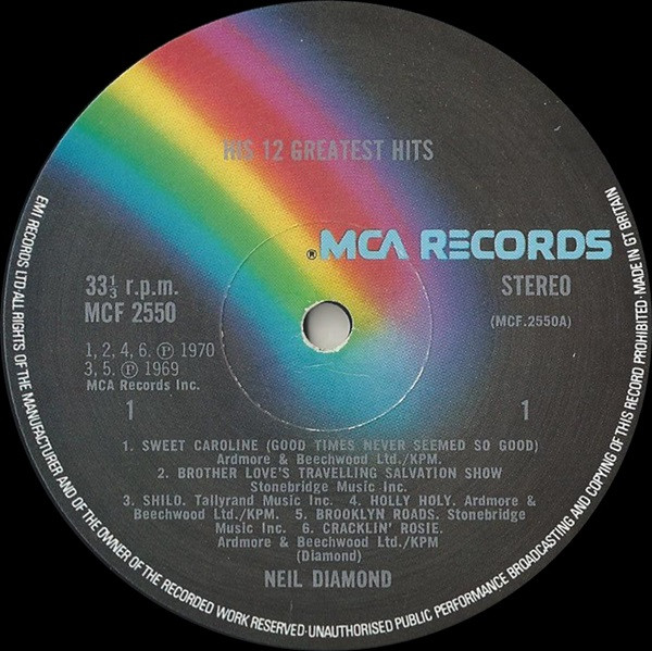 Neil Diamond - His 12 Greatest Hits | MCA Records (MCF 2550) - 3 Neil Diamond - His 12 Greatest Hits | MCA Records (MCF 2550) - 3
