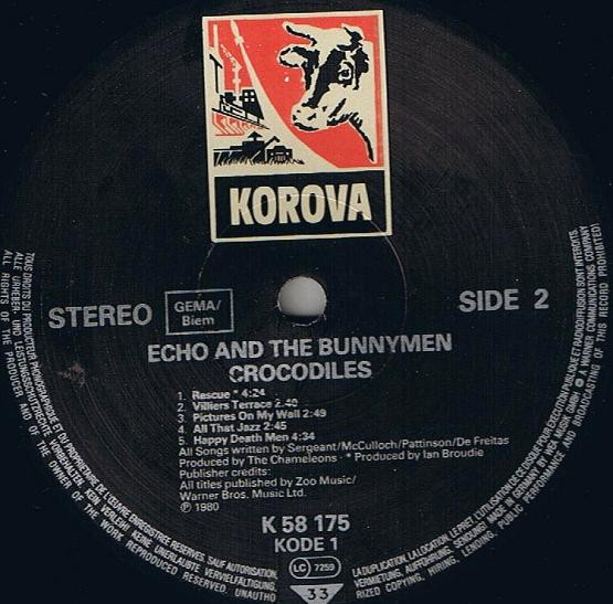 Echo & The Bunnymen - Crocodiles | Korova (WEA 58 175) - 4