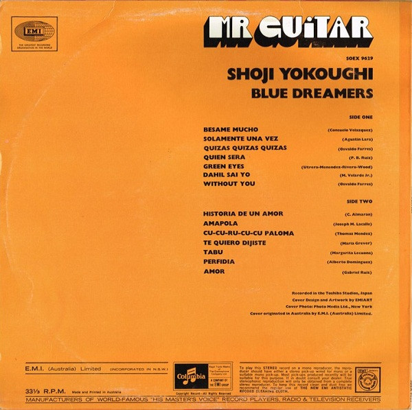 Shoji Yokouchi , Blue Dreamers - Mr. Guitar | Columbia (SOEX 9629) - 2