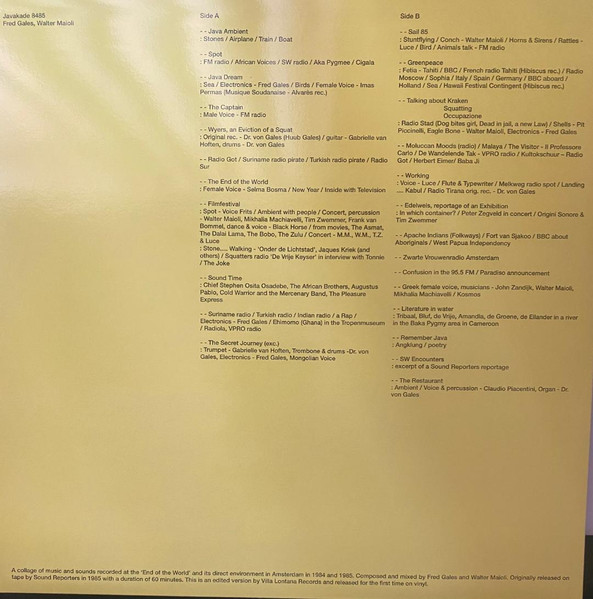 Fred Gales , Walter Maioli - Javakade 8485 | Villa Lontana Records (VLR005) - 2 Fred Gales , Walter Maioli - Javakade 8485 | Villa Lontana Records (VLR005) - 2