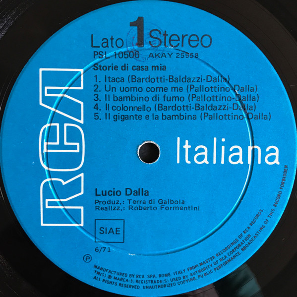 Lucio Dalla - Storie Di Casa Mia | RCA Italiana (PSL 10506) - 4 Lucio Dalla - Storie Di Casa Mia | RCA Italiana (PSL 10506) - 4