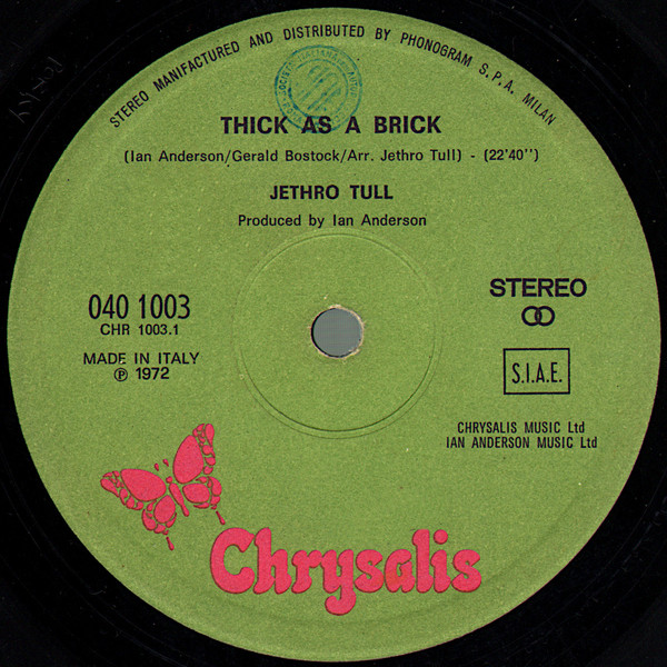 Jethro Tull - Thick As A Brick | Chrysalis (040 1003) - 2