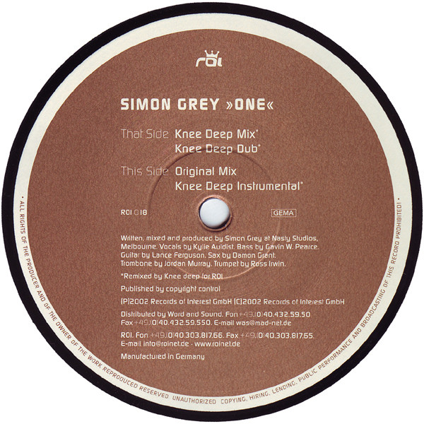 Simon Grey - One | Records Of Interest (ROI 018) - 2
