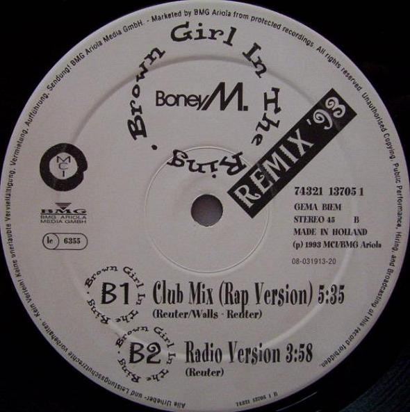 Boney M. - Brown Girl In The Ring - Remix '93 | MCI (74321 13705 1) - 3 Boney M. - Brown Girl In The Ring - Remix '93 | MCI (74321 13705 1) - 3
