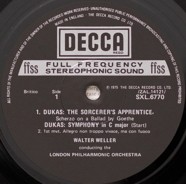 Symphony In  C / The Sorcerer's Apprentice