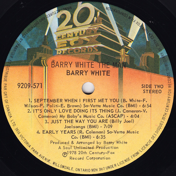 Barry White - Barry White The Man | 20th Century Fox Records (9209-571) - 4 Barry White - Barry White The Man | 20th Century Fox Records (9209-571) - 4