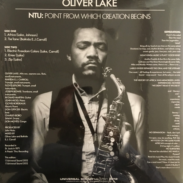 Oliver Lake - NTU: Point From Which Creation Begins | Universal Sound (US LP41) - 2 Oliver Lake - NTU: Point From Which Creation Begins | Universal Sound (US LP41) - 2