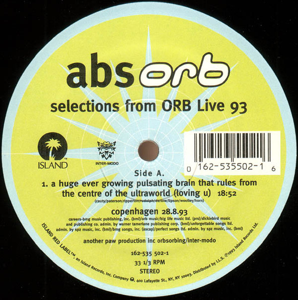 The Orb - AbsOrb - Selections From Orb Live 93 | Island Red Label (162-535 502-1) - main The Orb - AbsOrb - Selections From Orb Live 93 | Island Red Label (162-535 502-1) - main