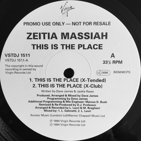 Zeeteah Massiah - This Is The Place | Virgin (VSTDJ 1511) - main