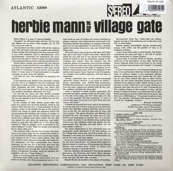 Herbie Mann - Herbie Mann At The Village Gate | Speakers Corner Records (1380) - 2 Herbie Mann - Herbie Mann At The Village Gate | Speakers Corner Records (1380) - 2