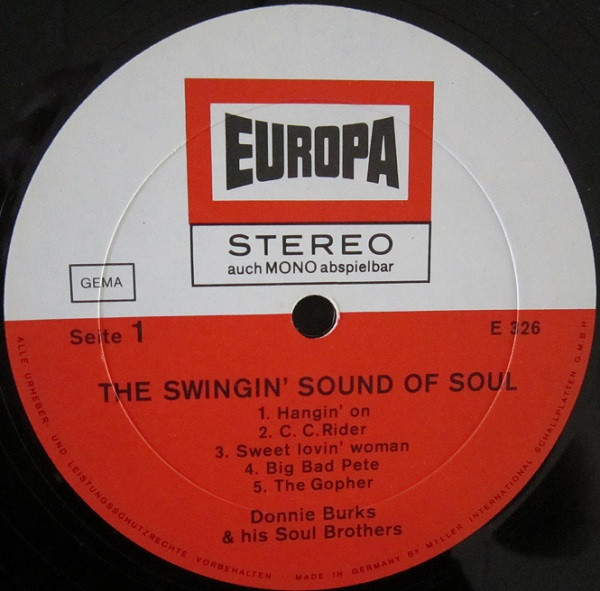 Donnie Burks - The Swingin' Sound Of Soul | Europa (E 326) - 3