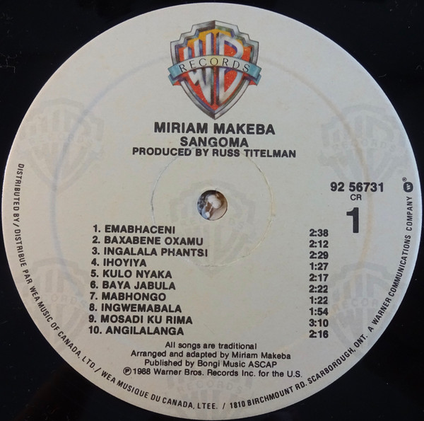 Miriam Makeba - Sangoma | Warner Bros. Records (92 56731) - 3 Miriam Makeba - Sangoma | Warner Bros. Records (92 56731) - 3