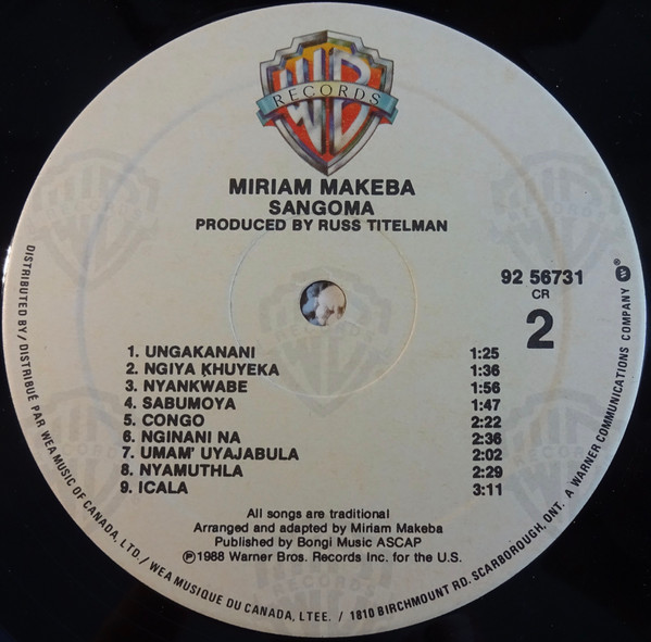 Miriam Makeba - Sangoma | Warner Bros. Records (92 56731) - 4 Miriam Makeba - Sangoma | Warner Bros. Records (92 56731) - 4