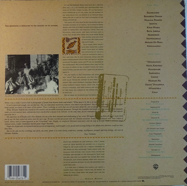 Miriam Makeba - Sangoma | Warner Bros. Records (92 56731) - 2 Miriam Makeba - Sangoma | Warner Bros. Records (92 56731) - 2