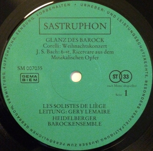 Johann Pachelbel , Arcangelo Corelli , Johann Sebastian Bach - Glanz Des Barock | Sastruphon (SM 007035) - 3