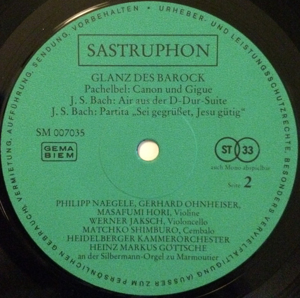 Johann Pachelbel , Arcangelo Corelli , Johann Sebastian Bach - Glanz Des Barock | Sastruphon (SM 007035) - 4