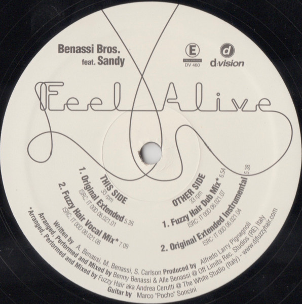 Benassi Bros. Feat. Sandy - Feel Alive | D:vision Records (DV 460) - 3 Benassi Bros. Feat. Sandy - Feel Alive | D:vision Records (DV 460) - 3