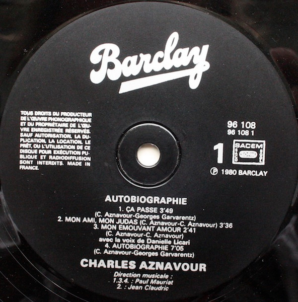 Charles Aznavour - Autobiographie | Barclay (96 108) - 4 Charles Aznavour - Autobiographie | Barclay (96 108) - 4
