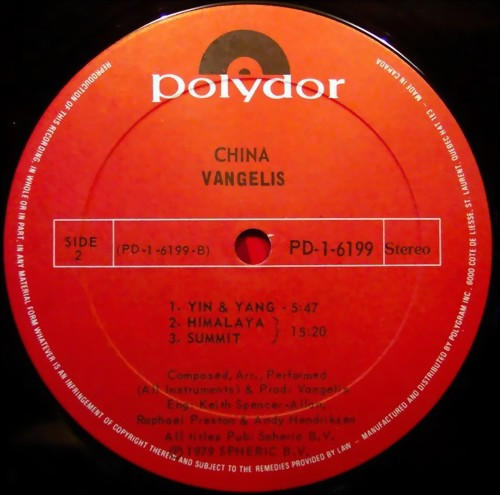 Vangelis - China = 中國 | Polydor (PD-1-6199) - 4