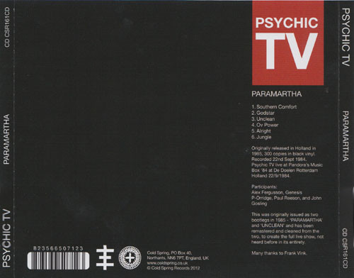 Psychic TV - Paramartha | Cold Spring (CSR161CD) - 2