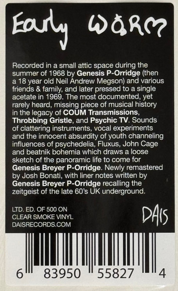 Thee Early Worm - Early Worm | Dais Records (DAIS 001) - 3