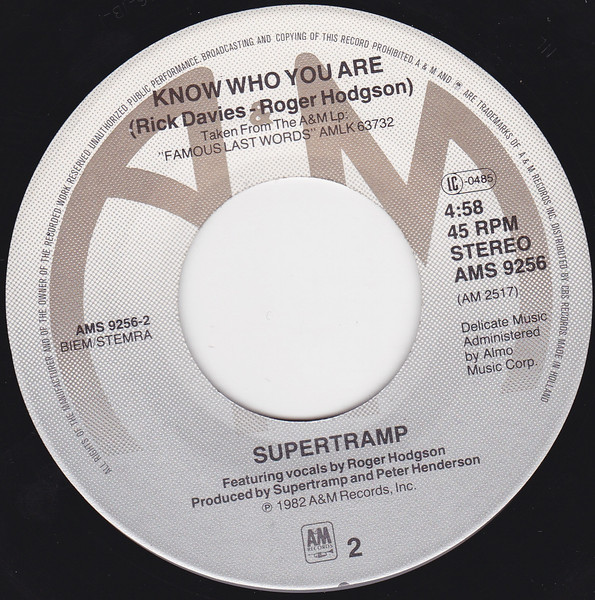 Supertramp - My Kind Of Lady | A&M Records (AMS 9256) - 4