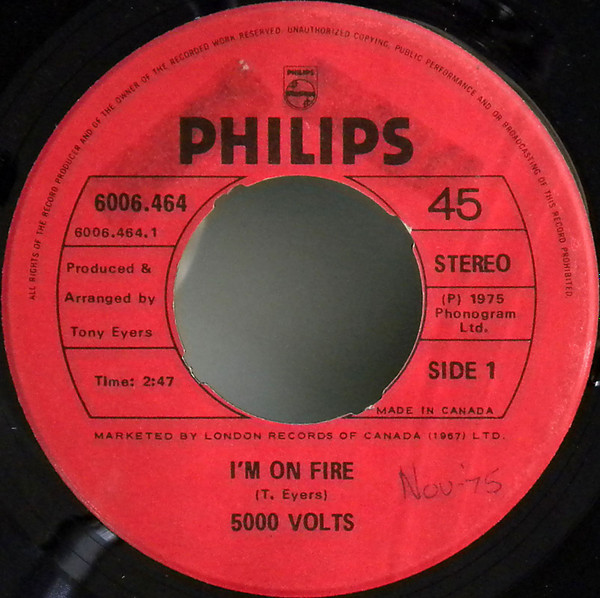 5000 Volts - I'm On Fire (7") [Vinyl] | Philips (6006.464) - 2