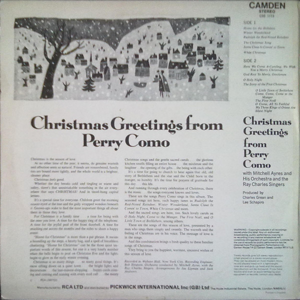 Perry Como - Christmas Greetings From Perry Como | RCA Camden (CDS 1113) - 2