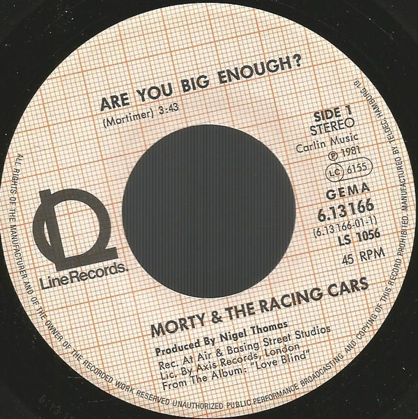 Gareth Mortimer & Racing Cars - Are You Big Enough? | Line Records (6.13 166) - 2