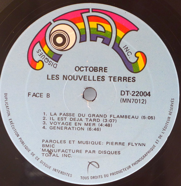 Octobre - Les Nouvelles Terres [Vinyl] | Disques Total (DT-22004) - 4