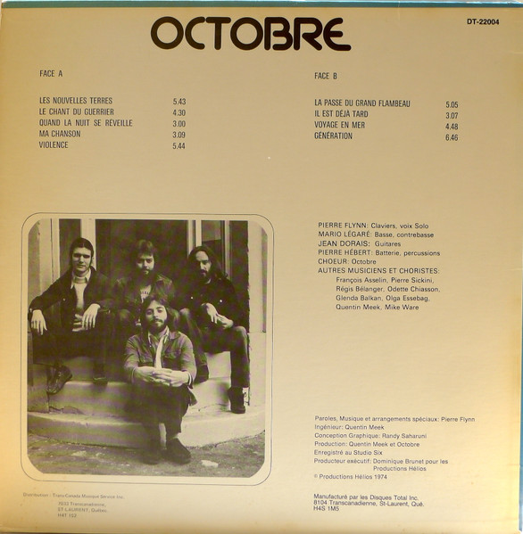 Octobre - Les Nouvelles Terres [Vinyl] | Disques Total (DT-22004) - 2
