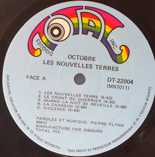 Octobre - Les Nouvelles Terres [Vinyl] | Disques Total (DT-22004) - 3