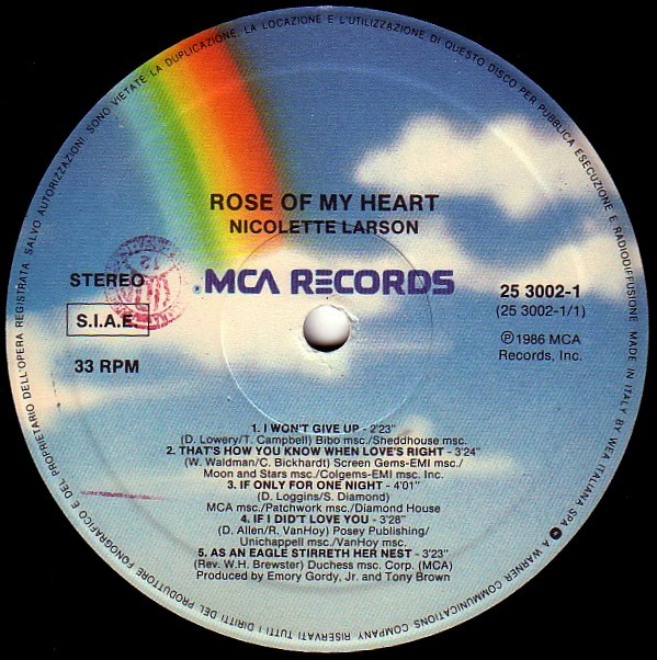 Nicolette Larson - Rose Of My Heart | MCA Records (253 002-1) - 4