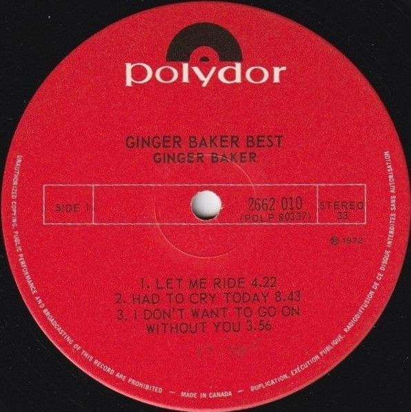Ginger Baker - At His Best | Polydor (2662 010) - 4