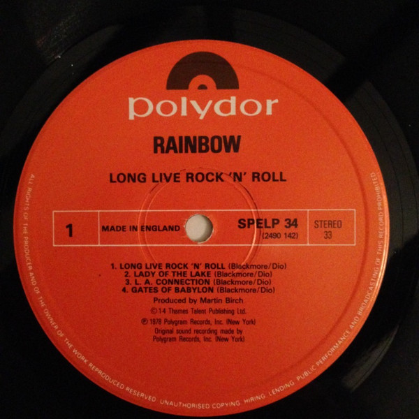 Rainbow - Long Live Rock 'N' Roll | Polydor (SPELP 34) - 3