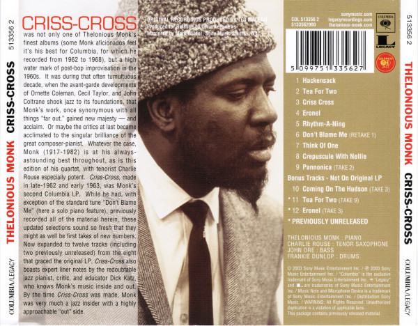Thelonious Monk - Criss-Cross | Columbia (COL 513356 2) - 2 Thelonious Monk - Criss-Cross | Columbia (COL 513356 2) - 2