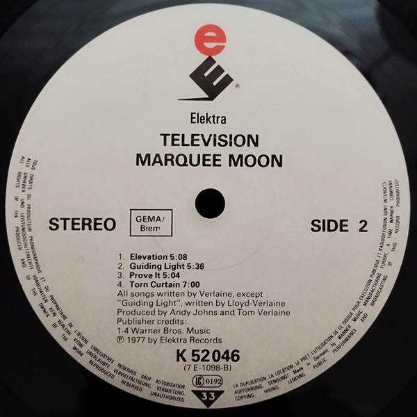Television - Marquee Moon | Elektra (ELK 52 046) - 4