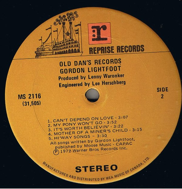 Gordon Lightfoot - Old Dan's Records | Reprise Records (MS 2116) - 3 Gordon Lightfoot - Old Dan's Records | Reprise Records (MS 2116) - 3