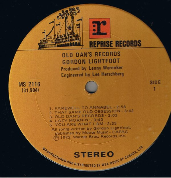 Gordon Lightfoot - Old Dan's Records | Reprise Records (MS 2116) - 2 Gordon Lightfoot - Old Dan's Records | Reprise Records (MS 2116) - 2